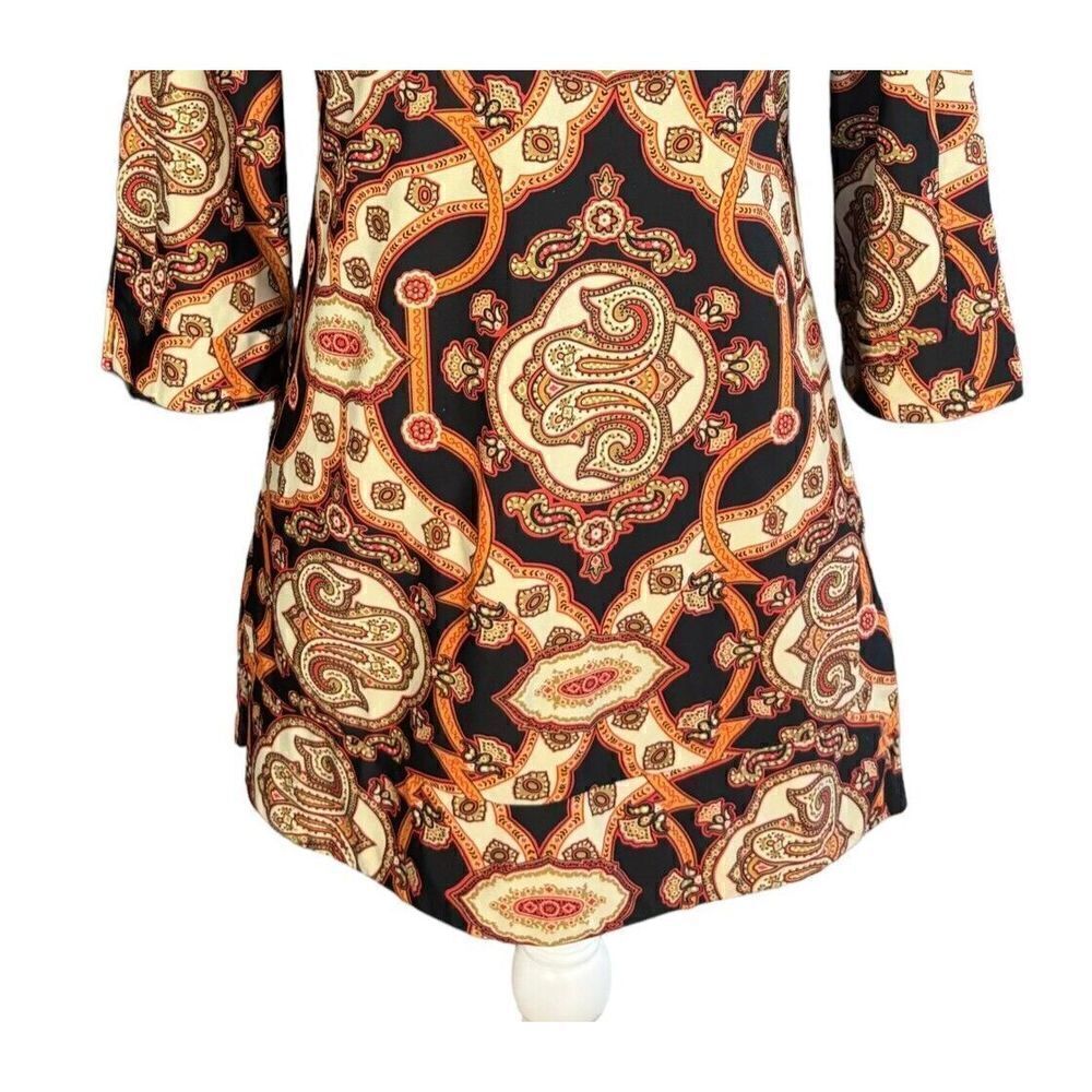 Jude Connally Tunic Top Size Extra Small Paisley Black Psycadellic 70's Retro - Picture 6 of 13